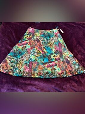 WD NY - Multicolor Abstract Print A-Line Skirt women’s size 14 - NWT